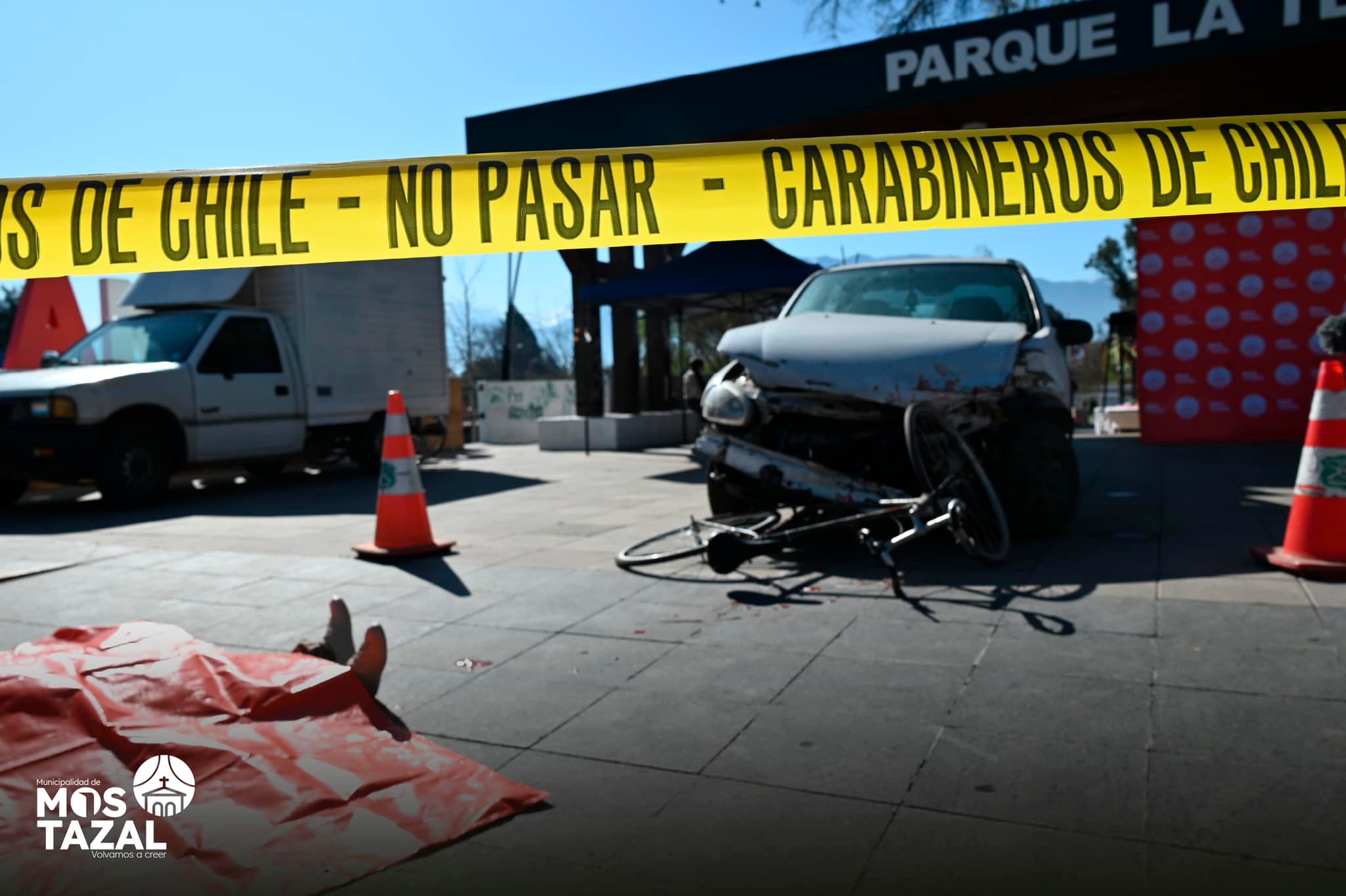 Fiestas Patrias: Con un simulacro de accidente, Mostazal llama a no beber antes de conducir